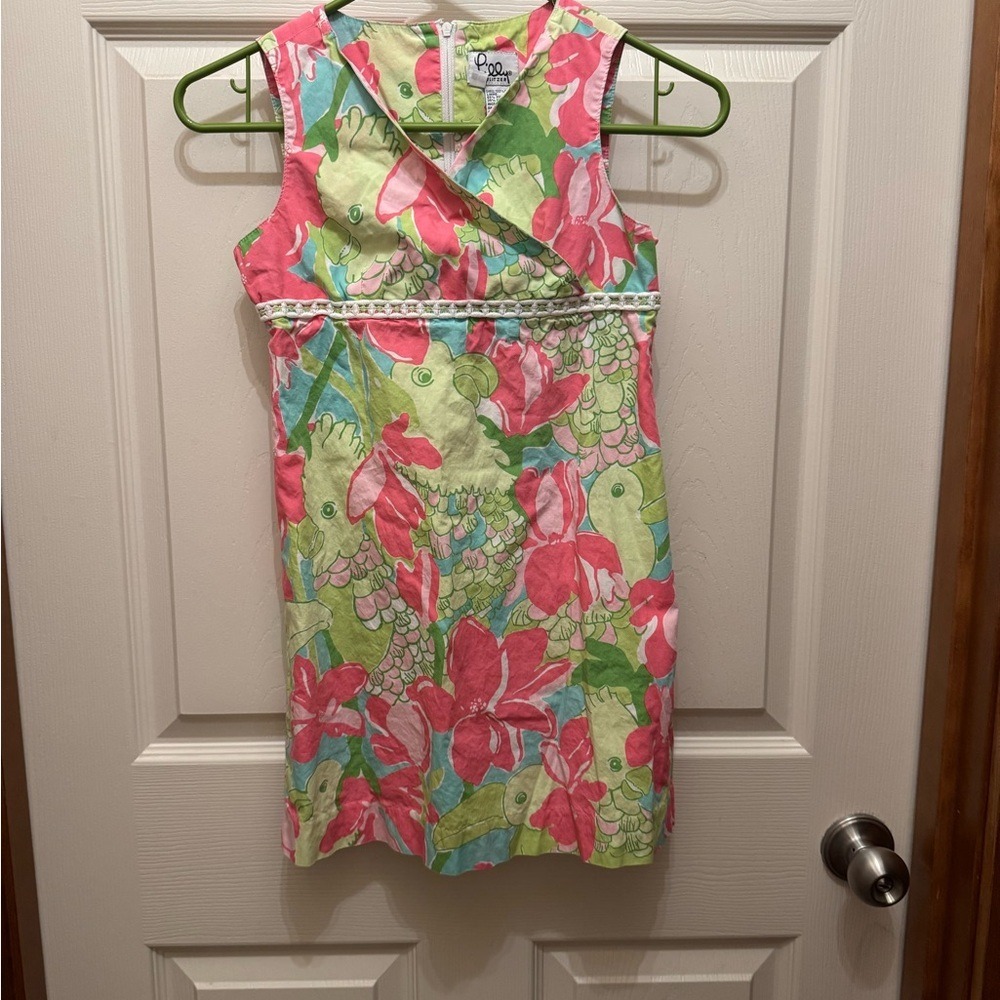Lilly Pulitzer Kids Dress Size 8 Floral Pink Green Sleeveless